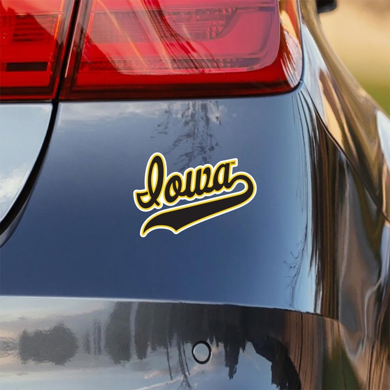 Nudge Printing University of Iowa Vintage Script Iowa Black and Gold Weatherproof Vinyl Sticker Car Decal from - Image 2
